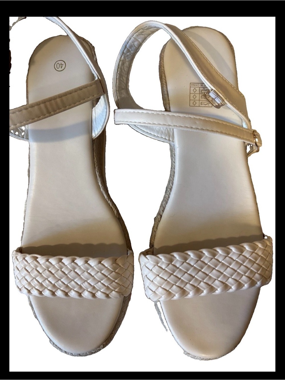 Womens Cream Wedge Sandals Espadrille